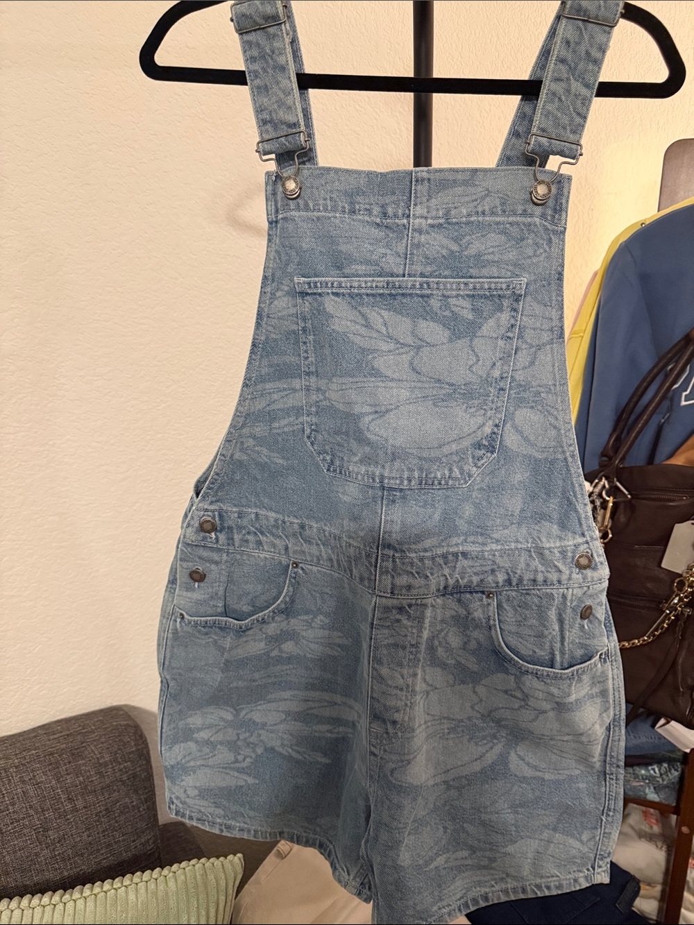 Nasty Gal Collection Light Wash Denim Short Overalls